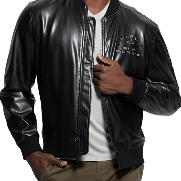 Guess Other - New GUESS mens District Faux Leather Bomber Jacket Size S